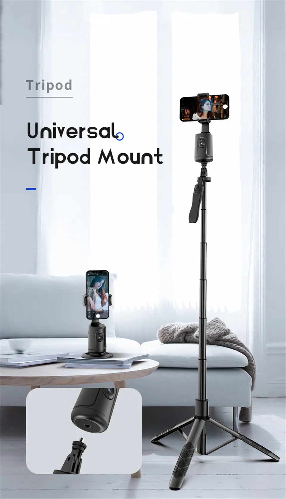 360 Auto-Tracking Rotation Stabilizer With Selfie Tripod. Live Video Photography For Content Creators/Bloggers For TikTok Instagram YouTube.