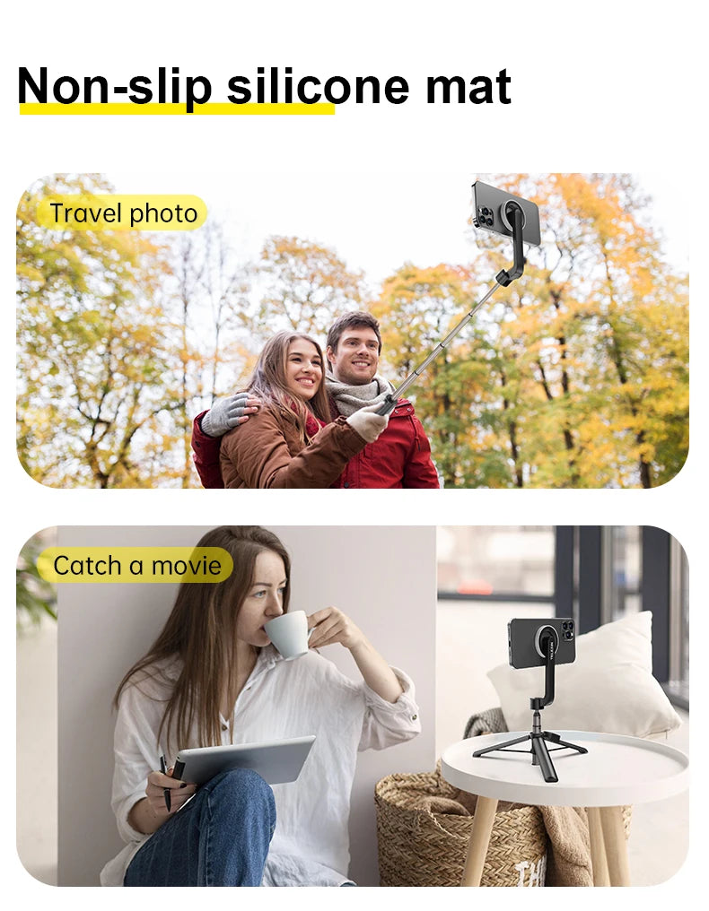 Phone Compatible Magnetic Selfie Stick Tripod with Remote