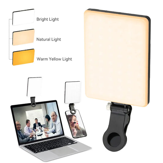 LED Mobile Phone Computer Fill-in Light Adjustable Portable LED Lamp Rechargeable Clip Fill Video Light For Live Selfie Meeting