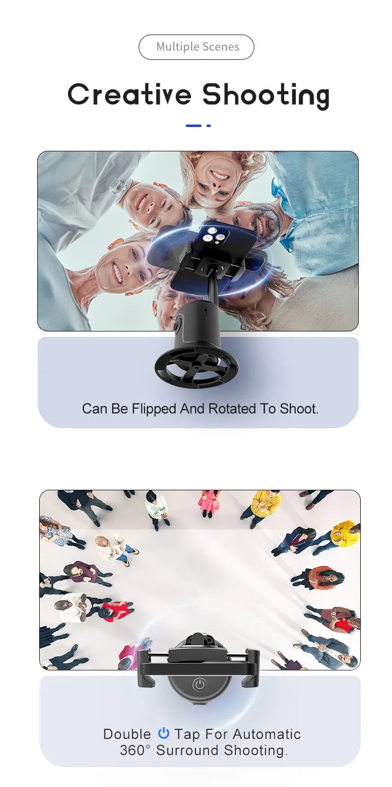 Auto Face Tracking Phone Holder Tripod Stand. Smart Selfie Stick. 360 Rotation. Fast Face & Object Tracking Cameraman Robot Mount.