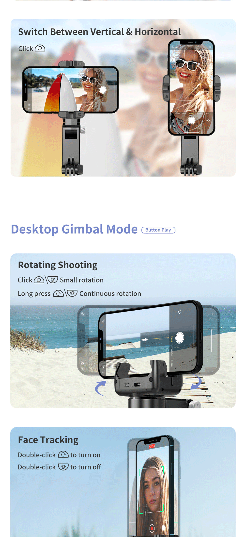 360 Rotation Auto-Tracking Shooting Mode. Gimbal Stabilizer Selfie Stick Tripod Smartphone Live Photography. For Content Creators/Bloggers For TikTok Instagram YouTube.