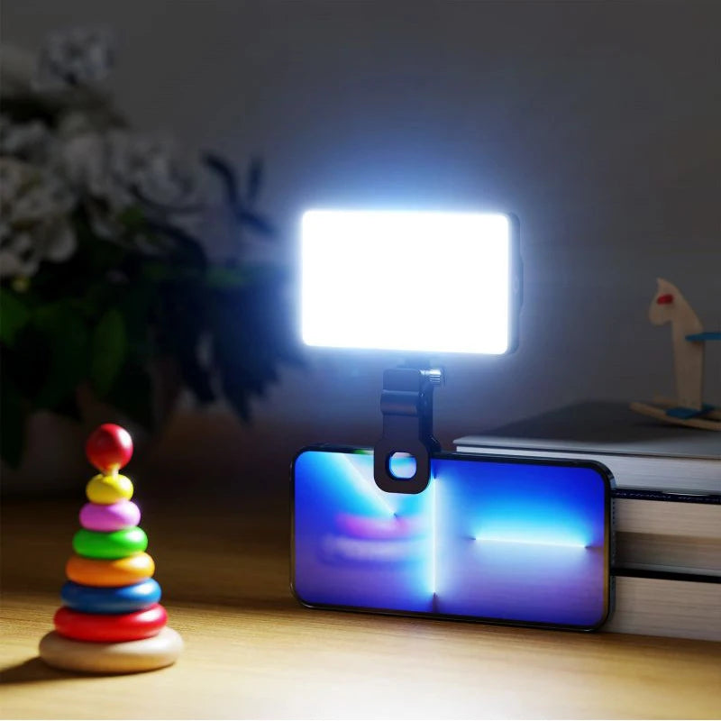 LED Mobile Phone Computer Fill-in Light Adjustable Portable LED Lamp Rechargeable Clip Fill Video Light For Live Selfie Meeting
