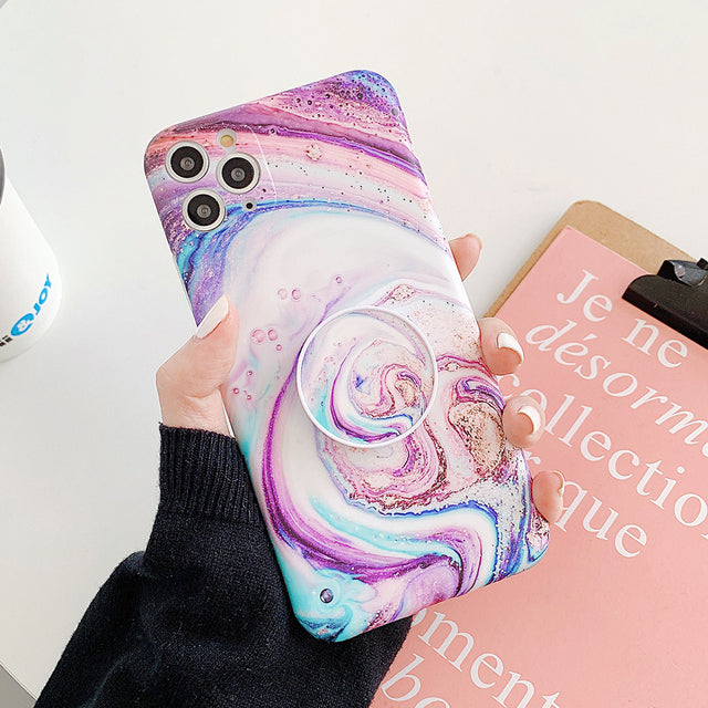 Marble Phone Case With Holder For iPhone