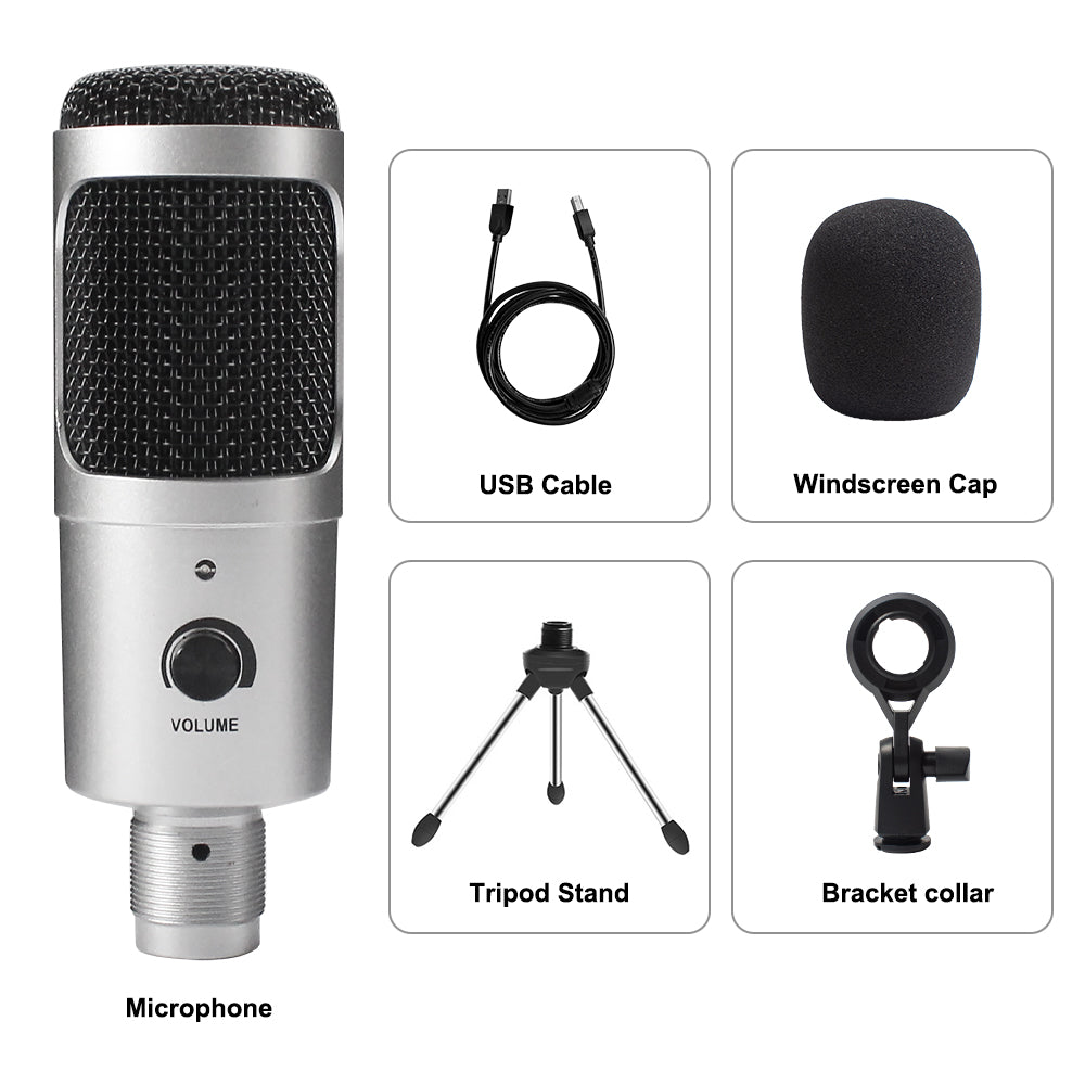 USB Microphone Condenser D80 Recording Microphone with Stand