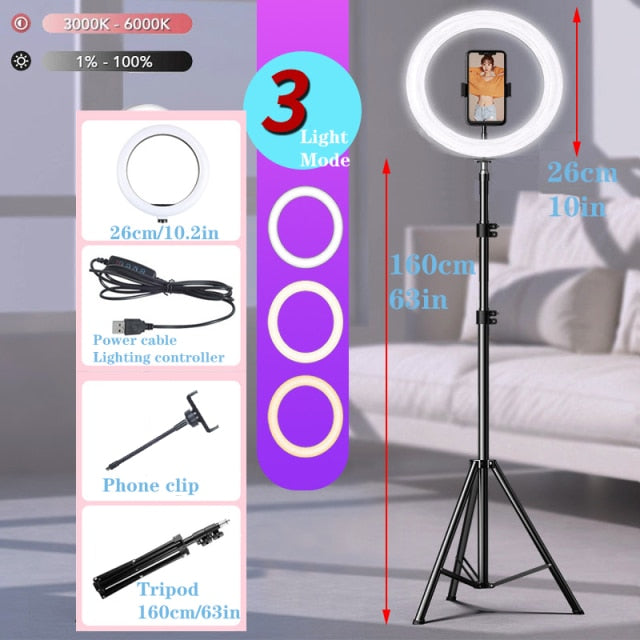 Dimmable Round Lamp Tripod