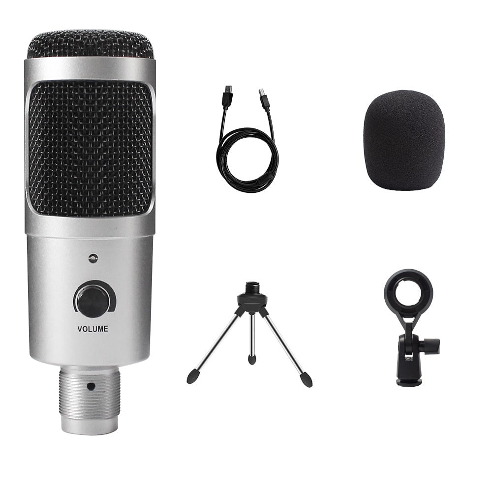 USB Recording Microphone with Stand and Ring Light