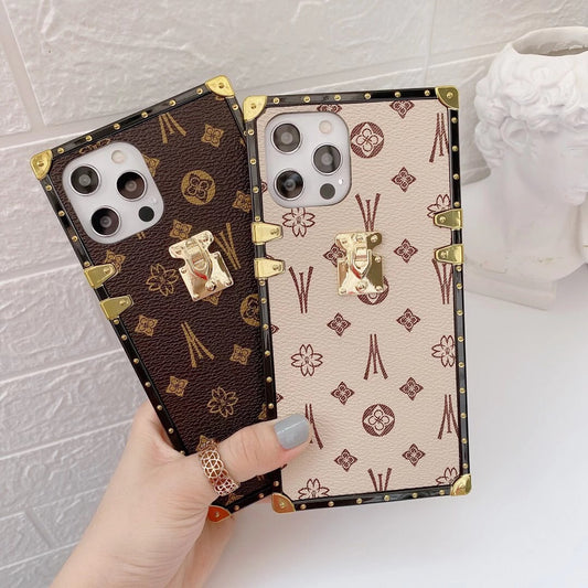 Fashion Square Leather Phone Case For iPhone/Samsung