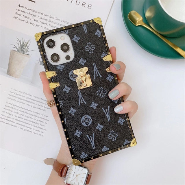 Fashion Square Leather Phone Case For iPhone/Samsung