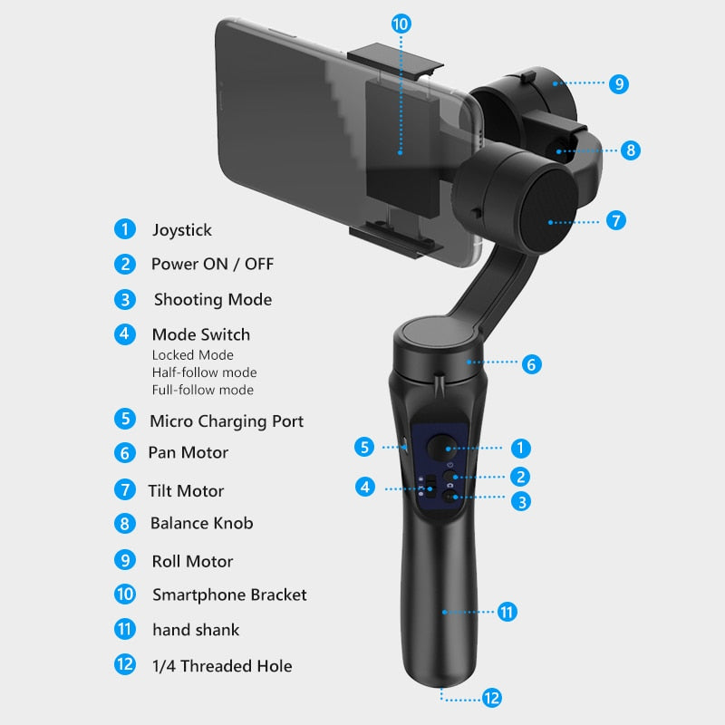 3 Axis Gimbal Handheld Action Camera