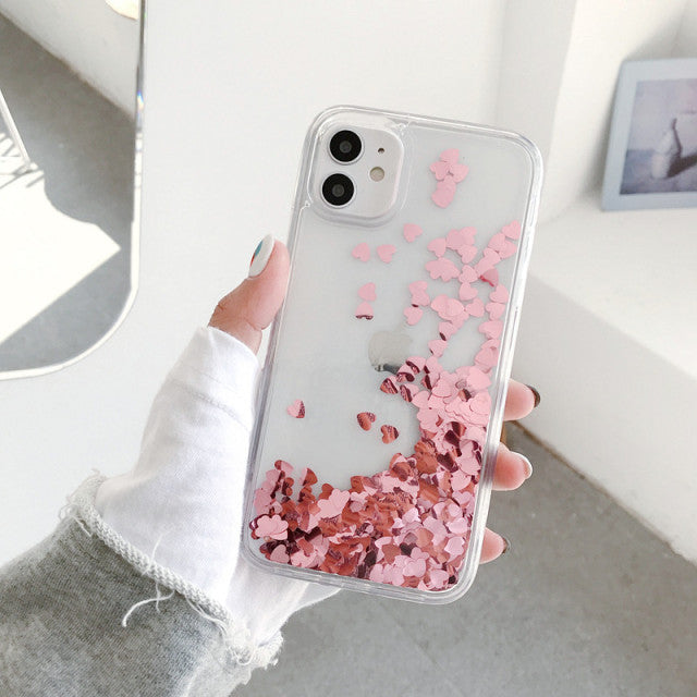 Glitter Sequins Love Heart Case for iPhone
