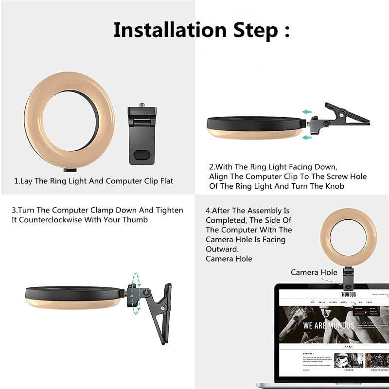 Clip On Ring Light For Phone Or Laptop